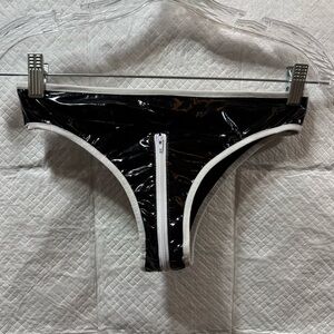 Black Vinyl Zipper Bikini Bottom